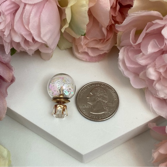 Double Stud Iridescent Heart Confetti Earrings - Picture 13 of 16